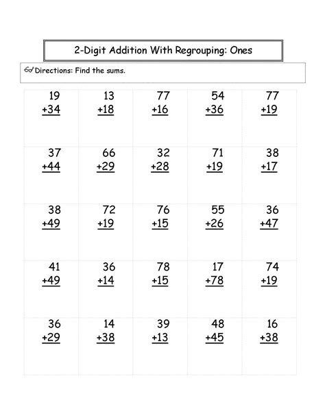 Printable Worksheet 2nd Grade Math