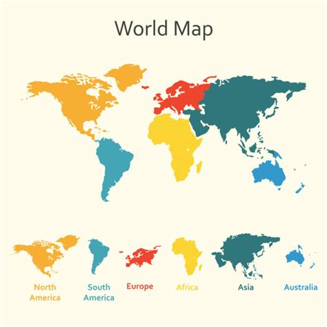 World Map Continents Vector Illustrations Royalty Free Vector Graphics