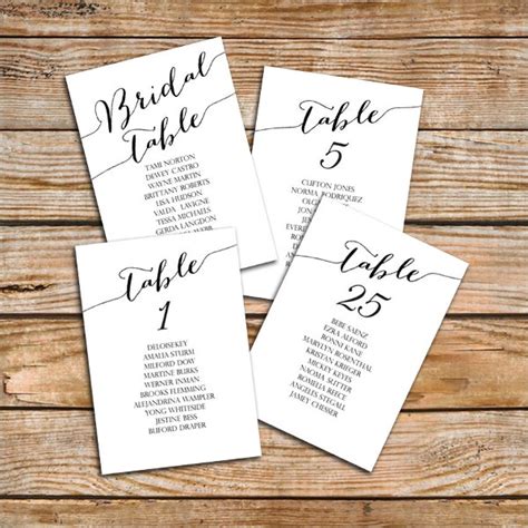 table name cards template free