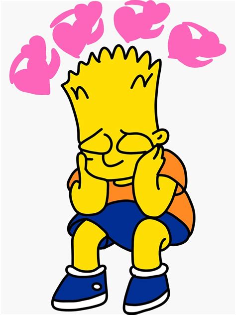 Share the best gifs now >>>. "sad boy bart with hearts" Sticker by Drayziken | Redbubble