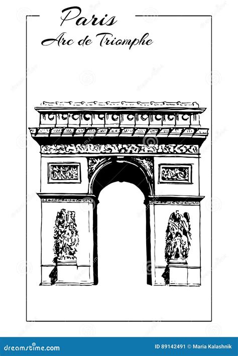 Arc De Triomphe Paris France Triumphal Arch Sketch Vector