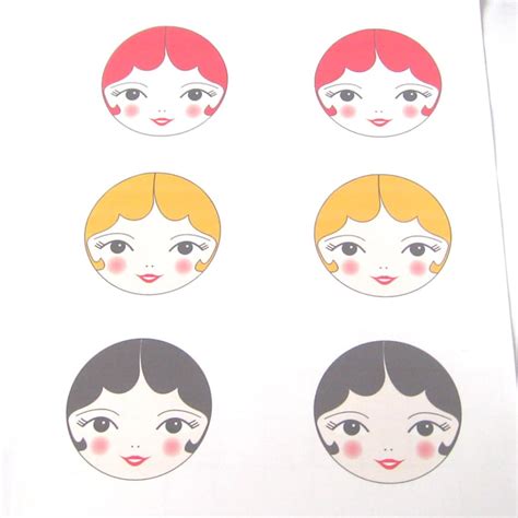 Pdf Printable Art Doll Face Transfers Iron On Doll Faces Etsy