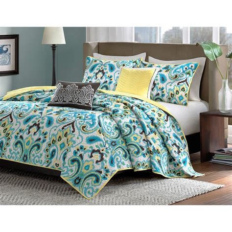 Check spelling or type a new query. Teal Paisley Pattern Coverlet Quilt Set | Coverlet bedding ...