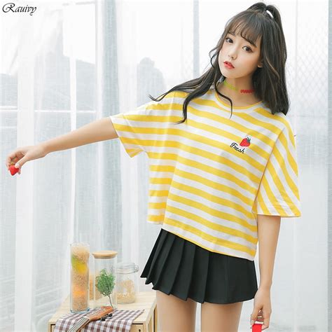 Summer 2018 Korean Style Striped Shirt Ulzzang Harajuku Retro Fashion