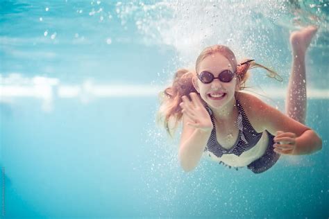 Underwater Image Of A Girl In A Swimming Pool By Angela Lumsden