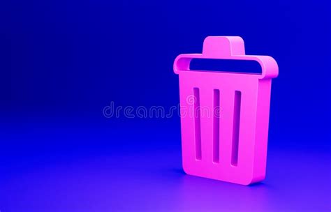Pink Trash Can Icon Isolated On Blue Background Garbage Bin Sign