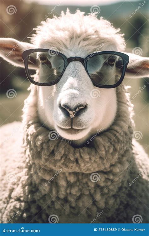 Funny Sheep Wearing Sunglasses Ai Generated Stock Illustration