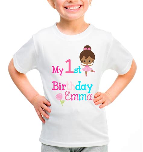 Cute First Birthday Ballerina T Shirt Personalized With Your Childs