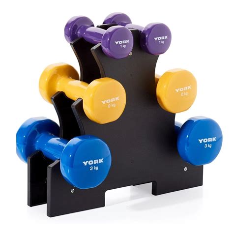 York 12kg Vinyl Dipped Dumbbell Set With Stand