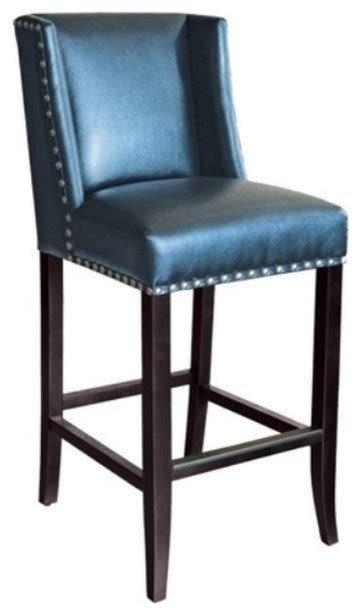 Wingback Bar Stool Blue Leather Bar Height Bar Stools And Counter