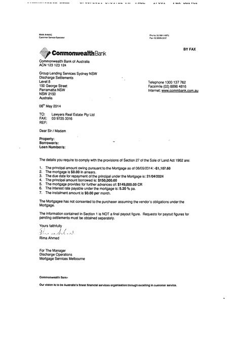Now a days, all the communication are done via email in any business or in the corporate. Commonwealth Bank - Bank Confirmation Letter - Lawyers ...
