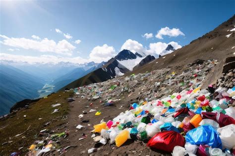 Premium Ai Image An Endless Field Of Plastic Garbage In The Mountains