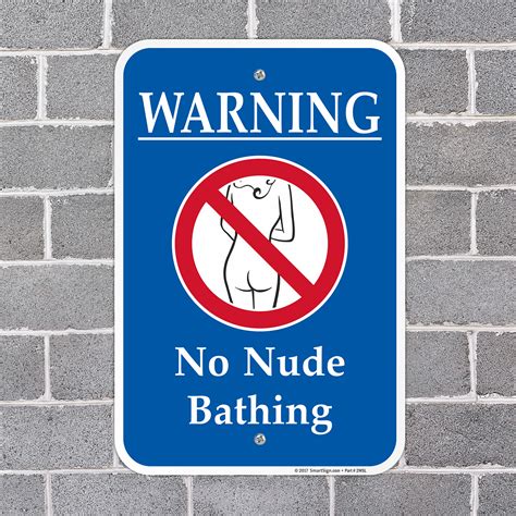 Warning No Nude Bathing Swimsuit Sign With Symbol SKU K2 0190