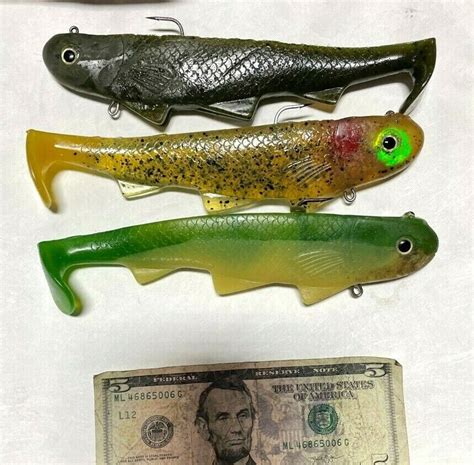 3 Ct Hand Poured Soft 35 OFF Lures Plastic Swimbaits Muskie Crankbaits