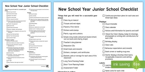 Early Career Teacher New School Year Checklist Twinkl