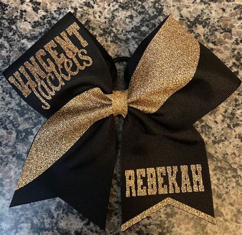 Black And Gold Cheer Bow Custom Team Squad Bows Great Sideline School Cheer Bow Recreation