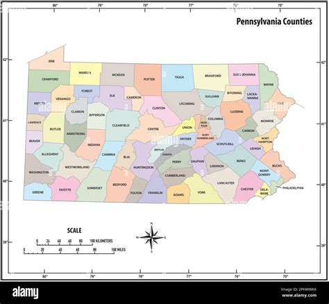El Estado De Pensilvania Describe El Mapa Vectorial Administrativo Y