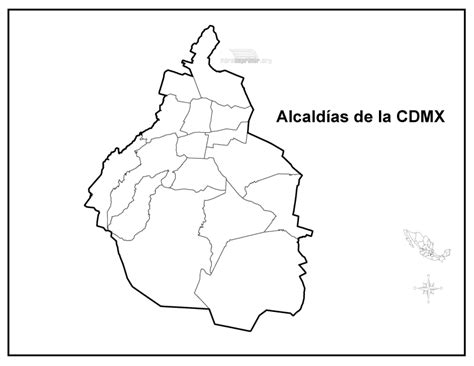 Mapa De Alcaldías De La Cdmx Sin Nombres Para Imprimir En Pdf 2022