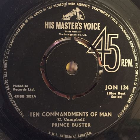 Prince Buster Ten Commandments Of Man 4 Prong Push Out Centre Vinyl Discogs