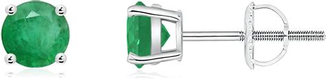 Round Emerald Stud Earrings In Platinum 4mm Emerald Amazon Co Uk