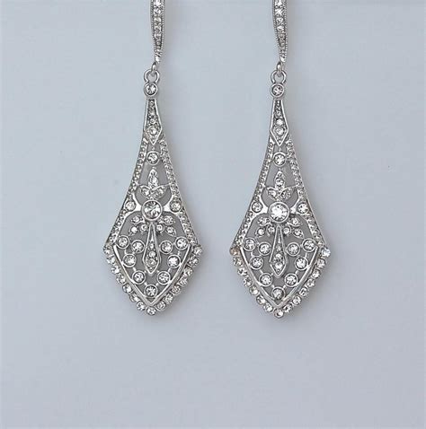 Chandelier Earrings Art Deco Style Bridal Earrings Crystal Earrings