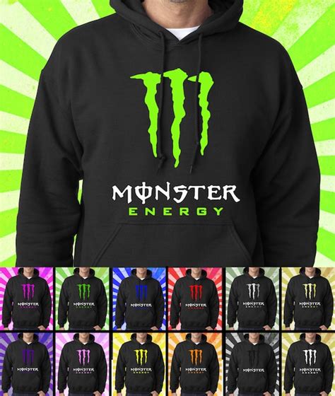 New Monster Energy Black Hoodie Pullover By Hoodiesandtees On Etsy