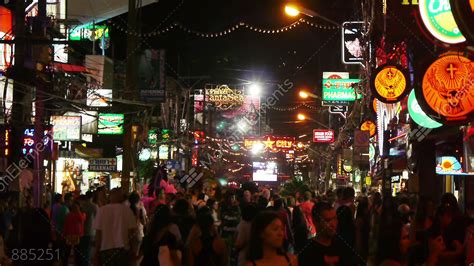 Night Walking Street Patong Thailand Stock Video Footage 885251