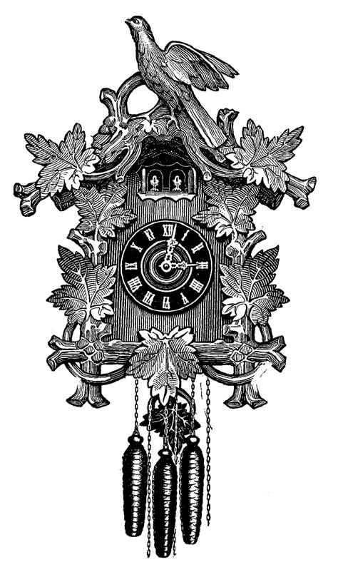 Digital Stamp Design Vintage Cuckoo Clock Download Clip