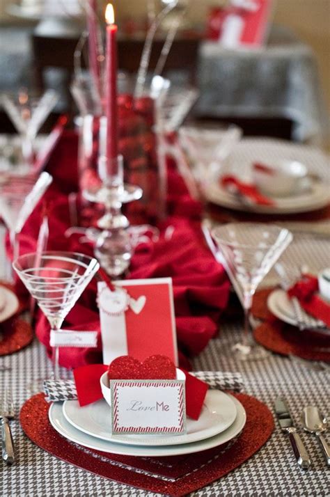 Valentine S Day Dinner Party Table Complete With Place Cards And Individual Menues
