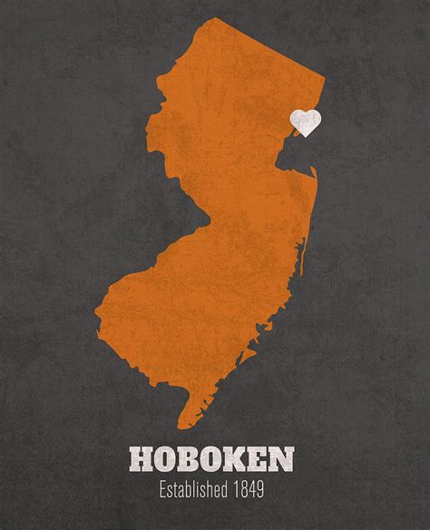 Hoboken New Jersey City Map Founded 1849 Princeton University Color