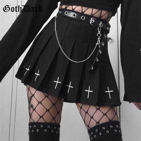 Goth Dark Vintage Streetwear Gothic Punk Female Skrits Harajuju Pleated