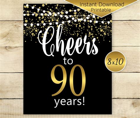 Cheers To 90 Years 90th Birthday Celebration Decor Etsy