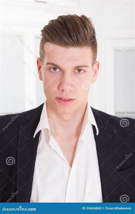 Portrait Of A Serious Handsome Fashionable Man Stock Photo Image Of
