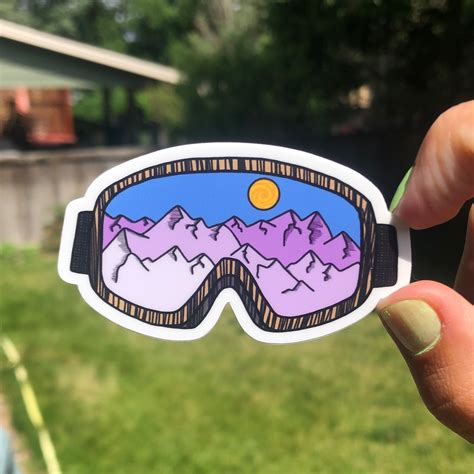 Purple Ski Goggle Sticker Perfect T For Skiers Snowboarders Or