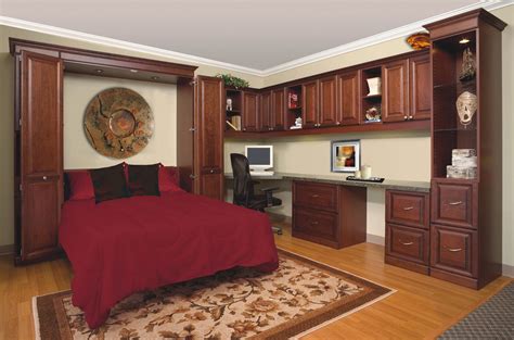 Open Murphy Bed And Home Office Combination Traditional Bedroom