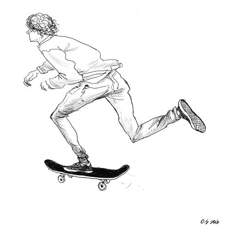 Skateboarder Drawing Sketchbook Illustration