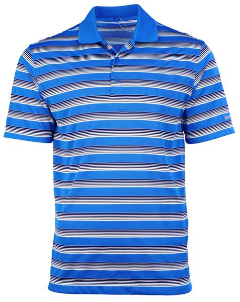 Nike Mens Golf Teck Vent Stripe Polo Shirt Photo Bluewhite