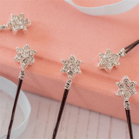 Set Of Five Diamante Flower Pins By Melissa Morgan Designs