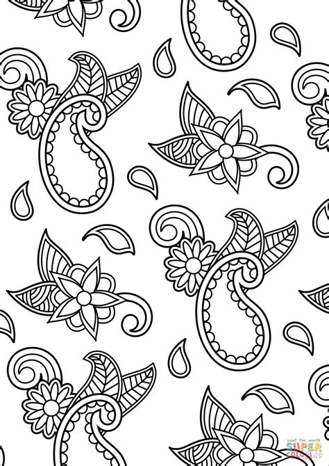 Paisley Pattern Coloring Page Free Printable Coloring Pages