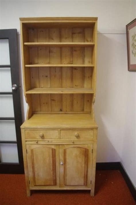 This dresser uses a standard width 1x6 and 1x8 for the drawer fronts. Vintage pine kitchen dresser with open shelves above 2 ...