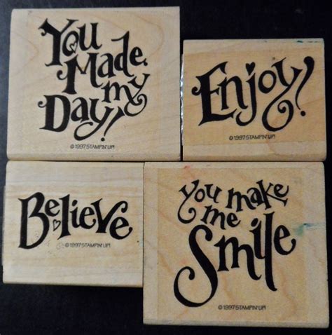 Rubber Stamp Lot 4 Four Words Phrases Believeenjoy You Made