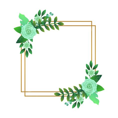 Green Flower Floral Decoration With Gold Wedding Frame Green Flower