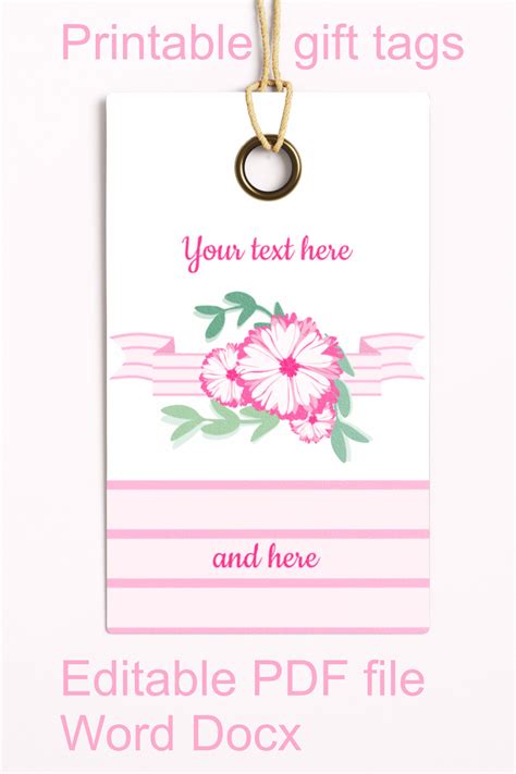 New baby kit {free patterns} ~ this is the perfect baby shower gift. Pink Baby Shower Floral Gift Tags Editable PDF Word Template