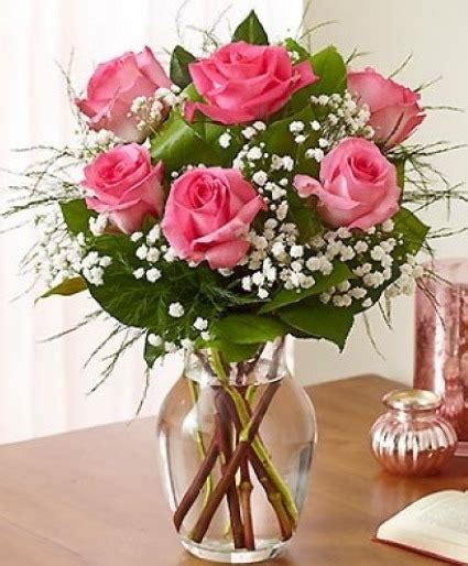Half Dozen Lush Pink Roses Vase Arrangement In Elkton Md Fair Hill
