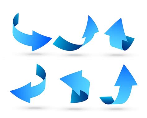 Free Vector 3d Blue Arrows Set In Different Angles