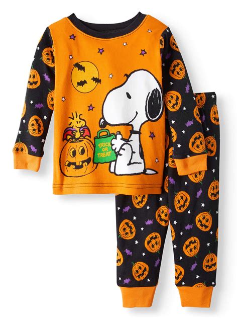 Snoopy Halloween Glow In The Dark Cotton Tight Fit Pajamas 2 Piece