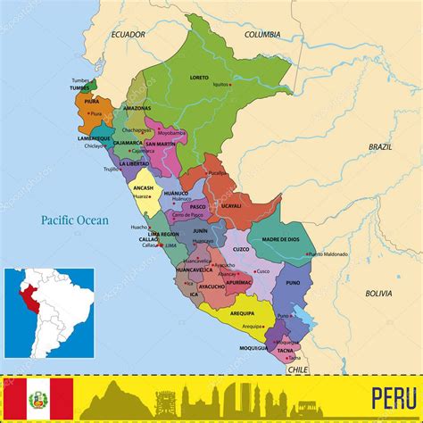 Vector Mapa Político Altamente Detallado De Perú Con Regiones Y Sus