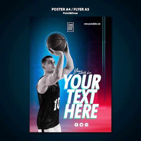 Free PSD Basketball Player Poster Template