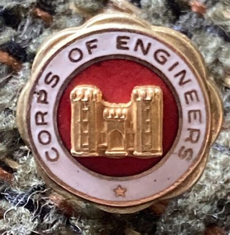 Vtg Us Army Corps Of Engineer 110 10k Gold Filled Enamel Service Pin