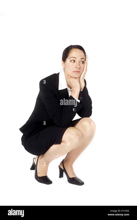 A Crouching Business Woman Stock Photo Alamy